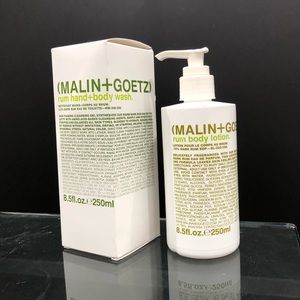 Malin + Goetz rum body wash & lotion